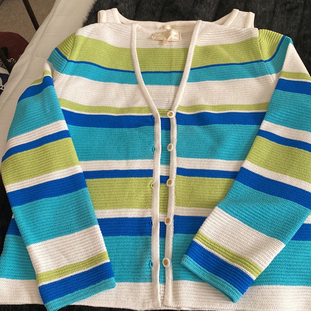 Two pieces set by ST John, multi striped, long sleeves sweater, with a shell. - Picture 5 of 11
